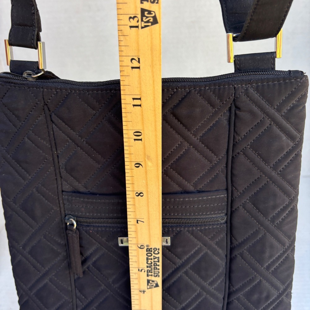 Vera Bradley Black Quilted Microfiber Hipster Crossbody Bag Messenger Purse - Picture 7 of 11